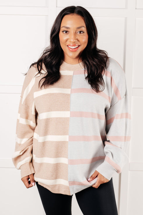 Exceptional Thought Striped Patchwork Sweater - LISA MARIE BOUTIQUE - Tops - Small -