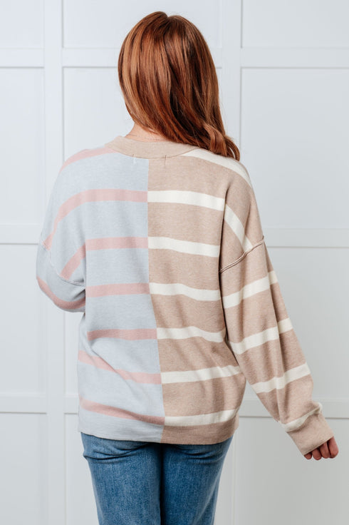 Exceptional Thought Striped Patchwork Sweater - LISA MARIE BOUTIQUE - Tops - Small -