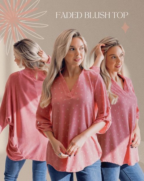 Faded Blush Top - LISA MARIE BOUTIQUE - S -