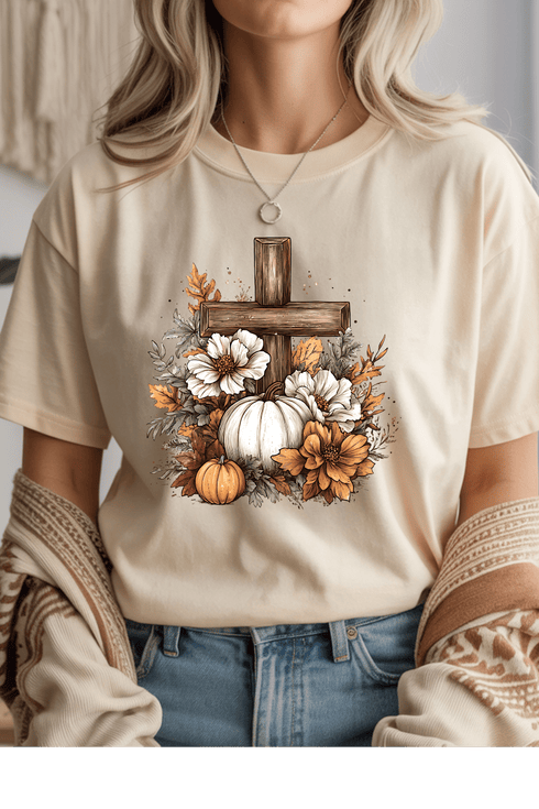Faithful Harvest T-Shirt - LISA MARIE BOUTIQUE - S - Natural Gildan Tee -