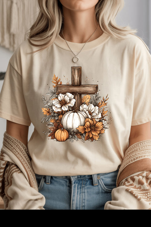 Faithful Harvest T-Shirt - LISA MARIE BOUTIQUE - S - Natural Gildan Tee -