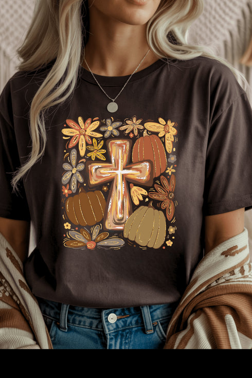 Fall Harvest T-Shirt - LISA MARIE BOUTIQUE - S - Dark Chocolate Gildan Tee -