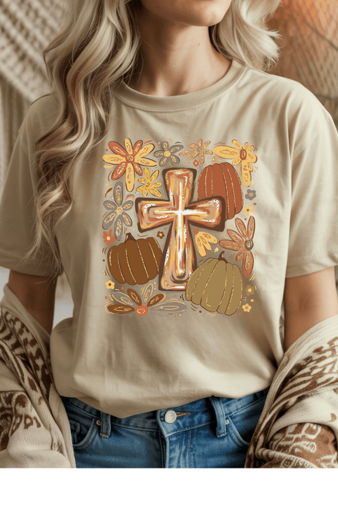 Fall Harvest T-Shirt - LISA MARIE BOUTIQUE - S - Sand Gildan Tee -