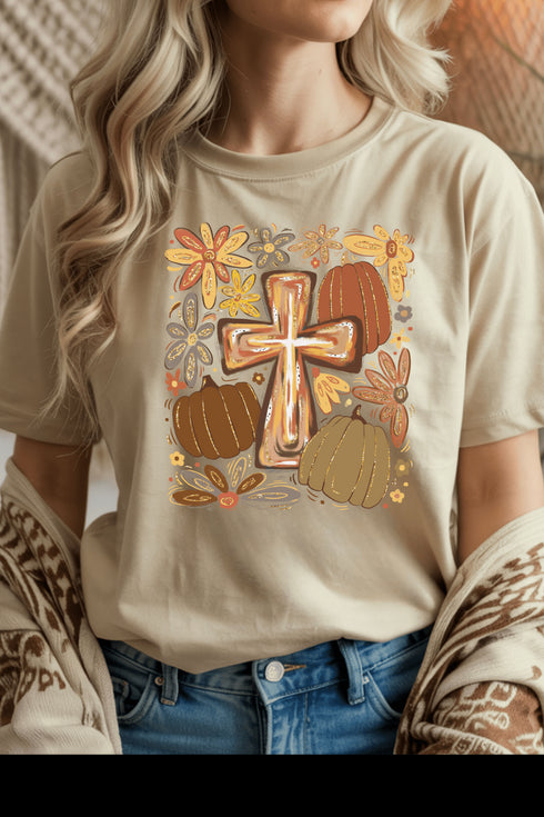 Fall Harvest T-Shirt - LISA MARIE BOUTIQUE - S - Sand Gildan Tee -