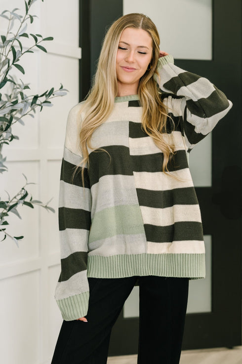 Fall Into Us Color Block Knit Pullover - LISA MARIE BOUTIQUE - Womens - Small -