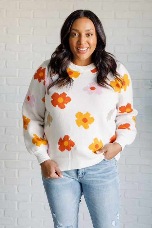 Falling Flowers Floral Sweater - LISA MARIE BOUTIQUE - Tops - Small -