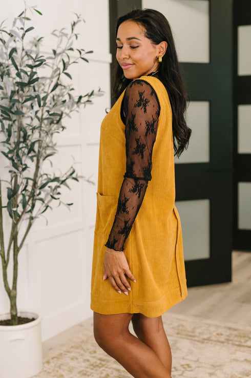 Feeling That Way Corduroy Dress - LISA MARIE BOUTIQUE - Womens - Small -