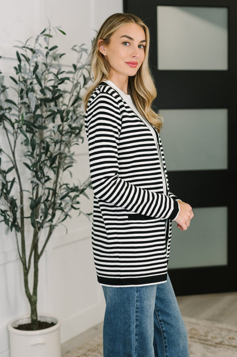 Finagle Your Way Striped Cardigan - LISA MARIE BOUTIQUE - Womens - Small -