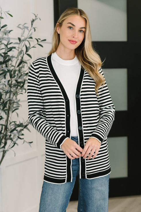 Finagle Your Way Striped Cardigan - LISA MARIE BOUTIQUE - Womens - Small -