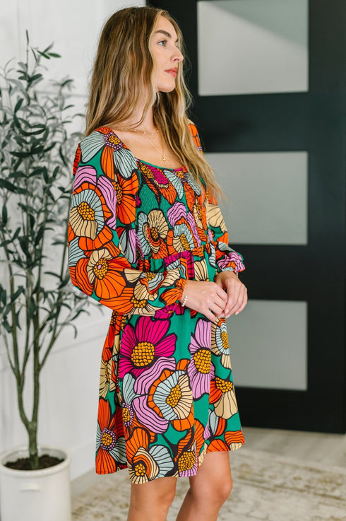 Floral Affairs Scoop Neck Dress - LISA MARIE BOUTIQUE - Womens - Small -