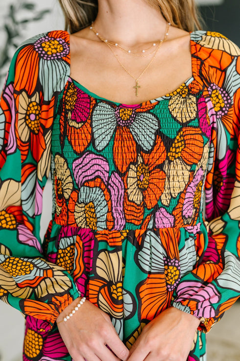 Floral Affairs Scoop Neck Dress - LISA MARIE BOUTIQUE - Womens - Small -