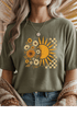Floral Sun T-Shirt - LISA MARIE BOUTIQUE - Graphic Tee - S - Heather Military Green Gildan Tee -