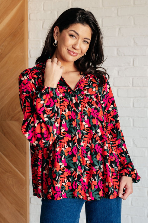 Francophile Ruffle Detail Button Up - LISA MARIE BOUTIQUE - Blouses - Small -