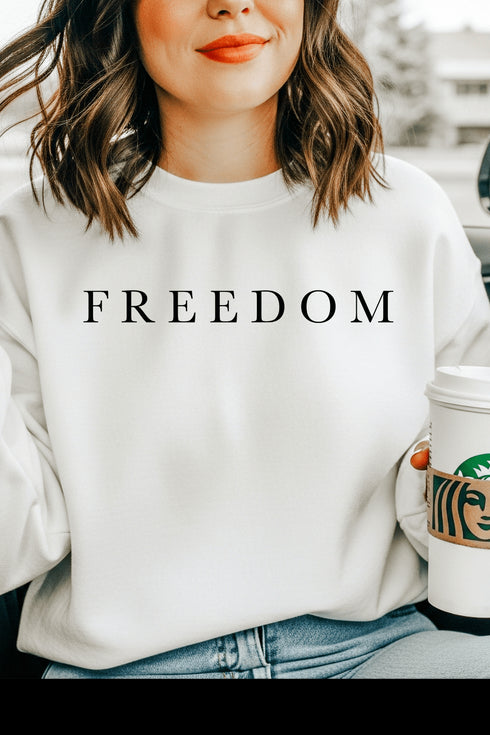 Freedom Sweatshirt/T-shirt - LISA MARIE BOUTIQUE - S - White Gildan Sweatshirt -