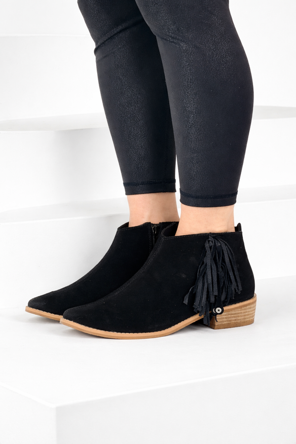 Frenchy Suede Boot in Black