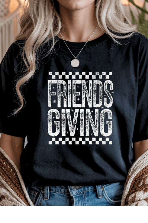 Friends Giving T-Shirt - LISA MARIE BOUTIQUE - S - Black Gildan Tee -