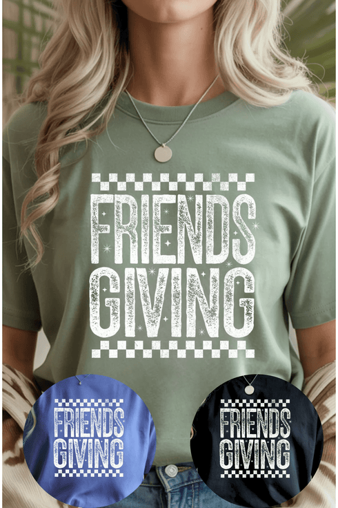 Friends Giving T-Shirt - LISA MARIE BOUTIQUE - S - Black Gildan Tee -