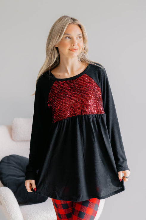 Frosted Berry Sequin Tunic - LISA MARIE BOUTIQUE - S -