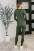Get Me Cozy Set in Dark Olive - LISA MARIE BOUTIQUE - Womens - Small -
