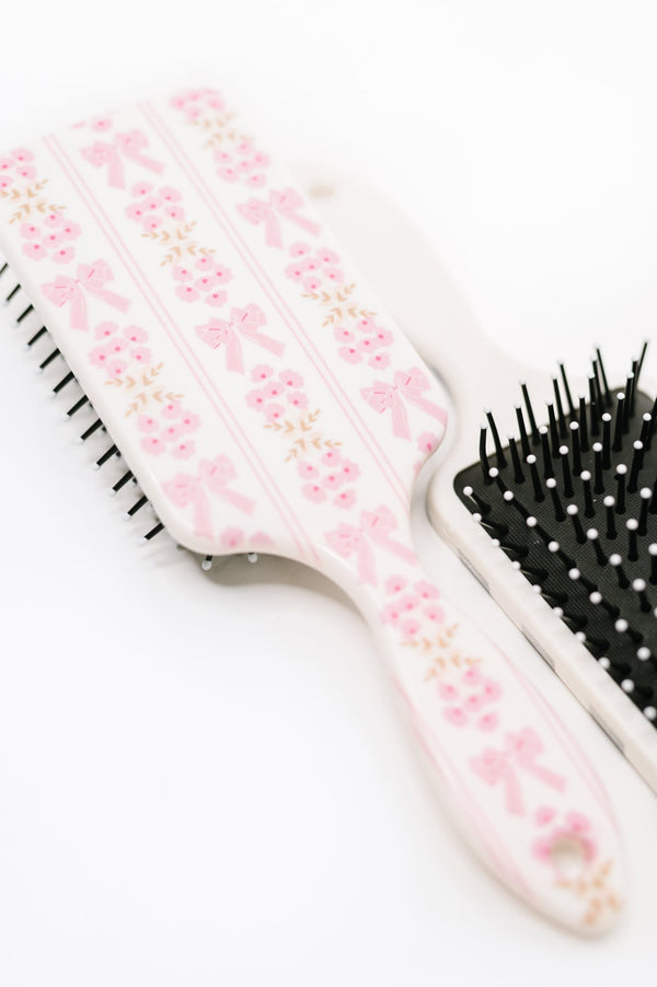 Girly Girl Bow and Floral Hair Brush - LISA MARIE BOUTIQUE - Womens - OS -