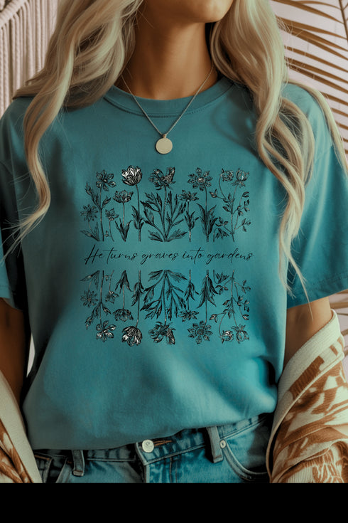Graves into Gardens T-Shirt - LISA MARIE BOUTIQUE - S - Heather Galapogas Gildan Tee -