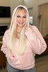 Half Zip Cropped Hoodie in Pink - LISA MARIE BOUTIQUE - Tops - Small -