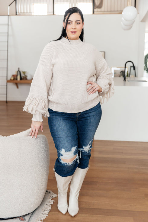 Handle It All Fringe Detail Sweater - LISA MARIE BOUTIQUE - Tops - Small -