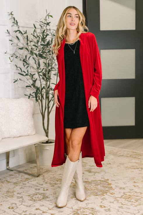 Happy Hours Long Velvet Cardigan - LISA MARIE BOUTIQUE - Womens - Small -