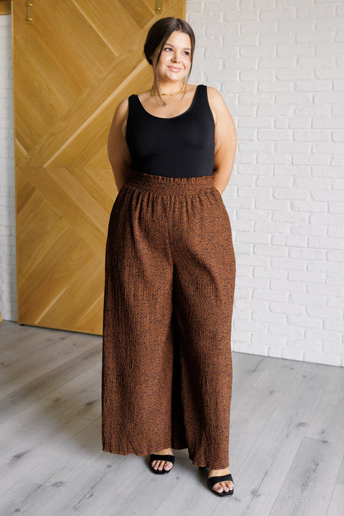 Harmony High Rise Wide Leg Pants in Brown - LISA MARIE BOUTIQUE - Bottoms - Small -