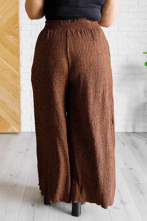 Harmony High Rise Wide Leg Pants in Brown - LISA MARIE BOUTIQUE - Bottoms - Small -
