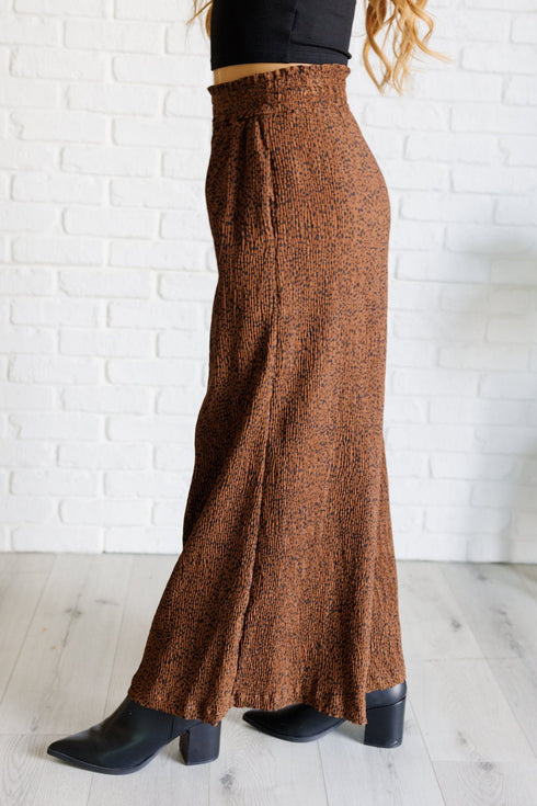 Harmony High Rise Wide Leg Pants in Brown - LISA MARIE BOUTIQUE - Bottoms - Small -