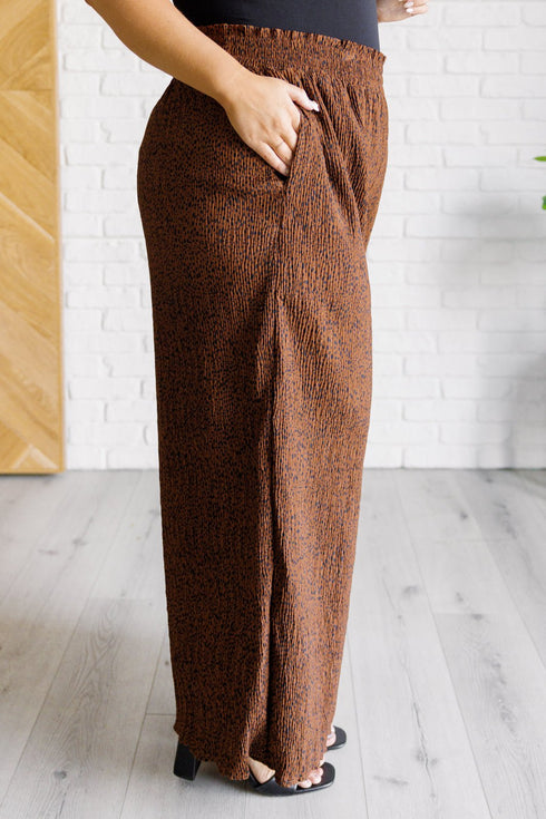Harmony High Rise Wide Leg Pants in Brown - LISA MARIE BOUTIQUE - Bottoms - Small -