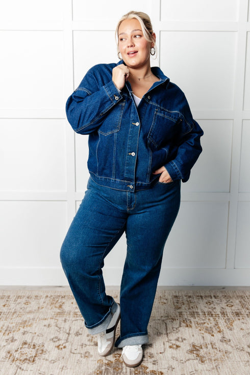 Have We Met Oversized Denim Jacket - LISA MARIE BOUTIQUE - Denim - Small -