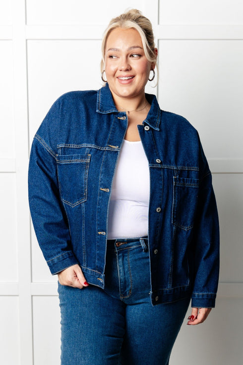 Have We Met Oversized Denim Jacket - LISA MARIE BOUTIQUE - Denim - Small -