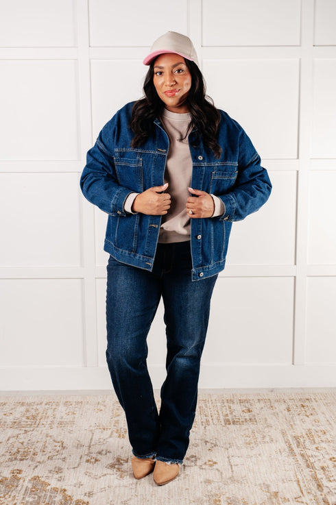 Have We Met Oversized Denim Jacket - LISA MARIE BOUTIQUE - Denim - Small -