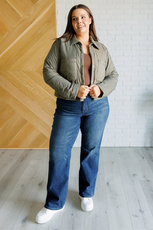 Hear Me Out Lightweight Puffer Jacket in Olive - LISA MARIE BOUTIQUE - Layers - Small -