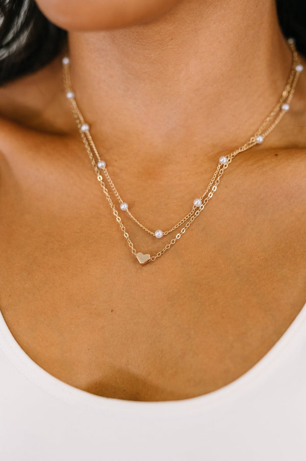 Heart of Gold Pendant Necklace Layered Set in Gold - LISA MARIE BOUTIQUE - Womens - OS -