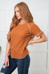 Heartbreaker Waffle Knit Tee in Chestnut - LISA MARIE BOUTIQUE - Tops - Small -