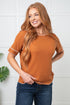 Heartbreaker Waffle Knit Tee in Chestnut - LISA MARIE BOUTIQUE - Tops - Small -