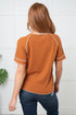Heartbreaker Waffle Knit Tee in Chestnut - LISA MARIE BOUTIQUE - Tops - Small -