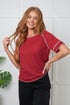 Heartbreaker Waffle Knit Tee in Cranberry - LISA MARIE BOUTIQUE - Tops - Small -