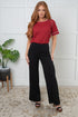 Heartbreaker Waffle Knit Tee in Cranberry - LISA MARIE BOUTIQUE - Tops - Small -