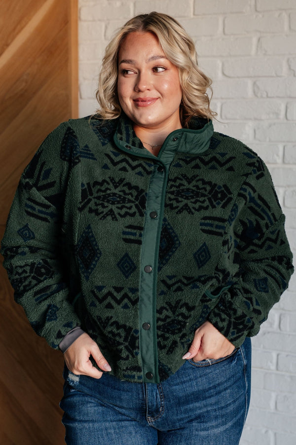High Perspective Geometric Fleece Jacket - LISA MARIE BOUTIQUE - Layers - Small -