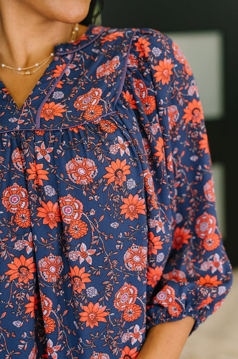 Hitherto Unknown Floral Babydoll Blouse - LISA MARIE BOUTIQUE - Womens - Small -