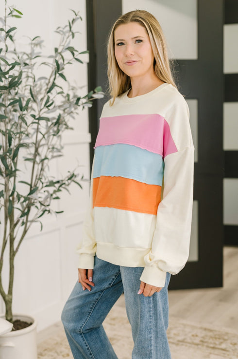 Humor Me Color Block Relaxed Pullover - LISA MARIE BOUTIQUE - Womens - Small -
