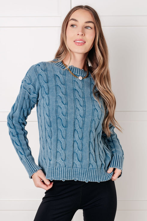 In the Right Direction Cable Knit Sweater - LISA MARIE BOUTIQUE - Tops - Small -