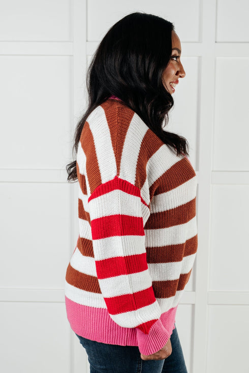 In Your Lane Color Blocked Stripe Sweater - LISA MARIE BOUTIQUE - Tops - Small -