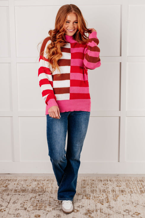 In Your Lane Color Blocked Stripe Sweater - LISA MARIE BOUTIQUE - Tops - Small -