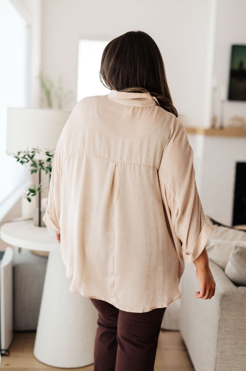 In Your Thoughts Oversized Dolman Sleeve Top in Champagne - LISA MARIE BOUTIQUE - Tops - S/M -