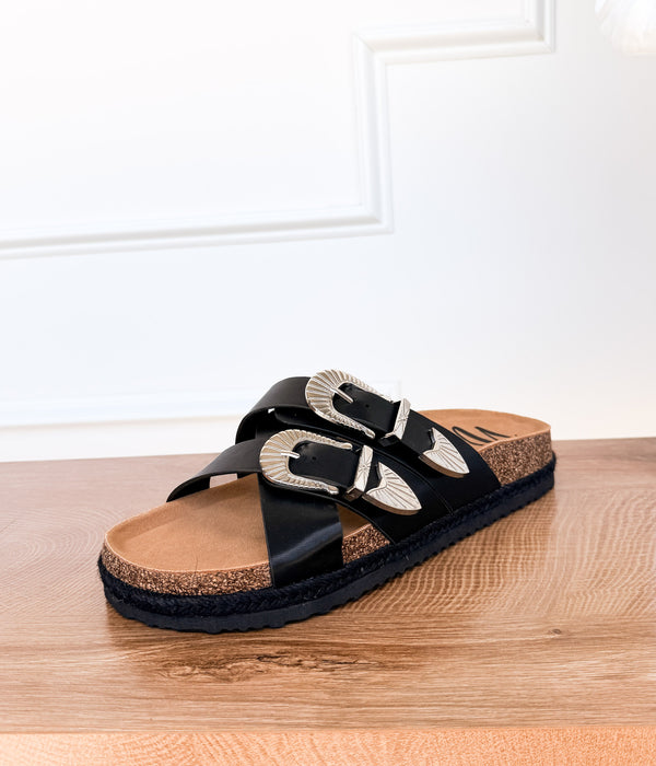 Iris Buckle Sandal in Black